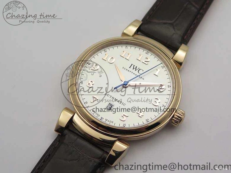 MIROTIME 0722 Neat Da Vinci IW356601 RG MKF 1:1 Best Edition White Dial On Brown Leather Strap A 7230